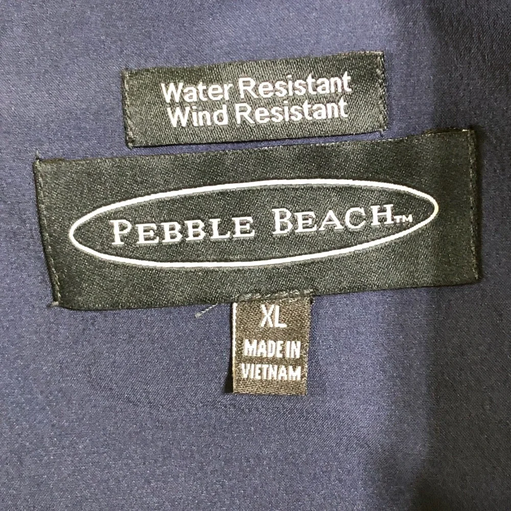 Pebble Beach Jacket Mens XL Blue Water Wind Resistant Performance Full‎ Zip Golf